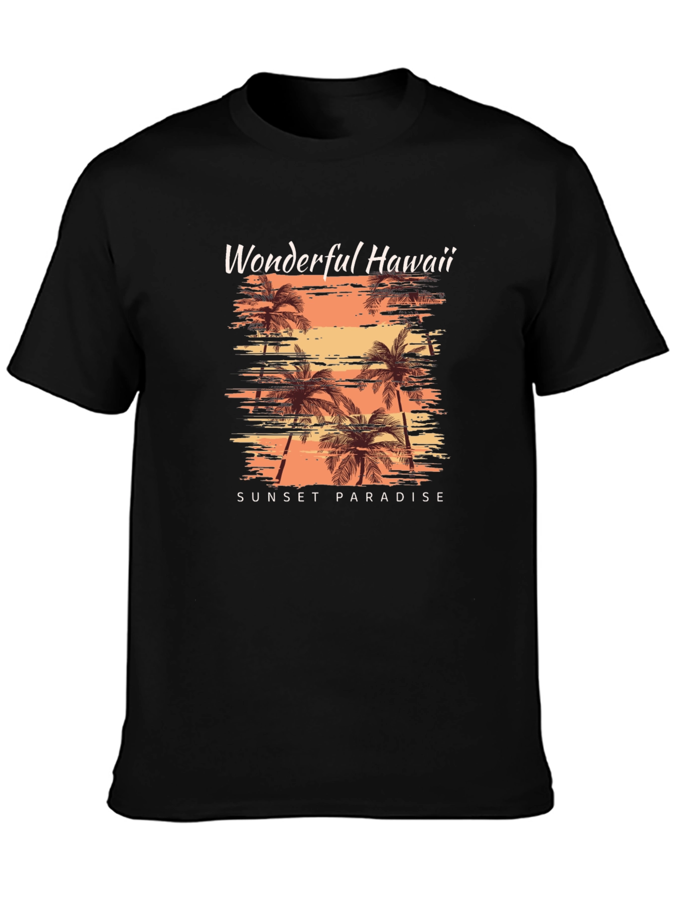 Wonderful Hawaii Sunset Paradise Black T-Shirt