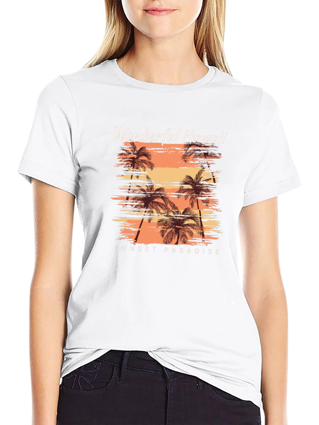Wonderful Hawaii Sunset Paradise Black T-Shirt