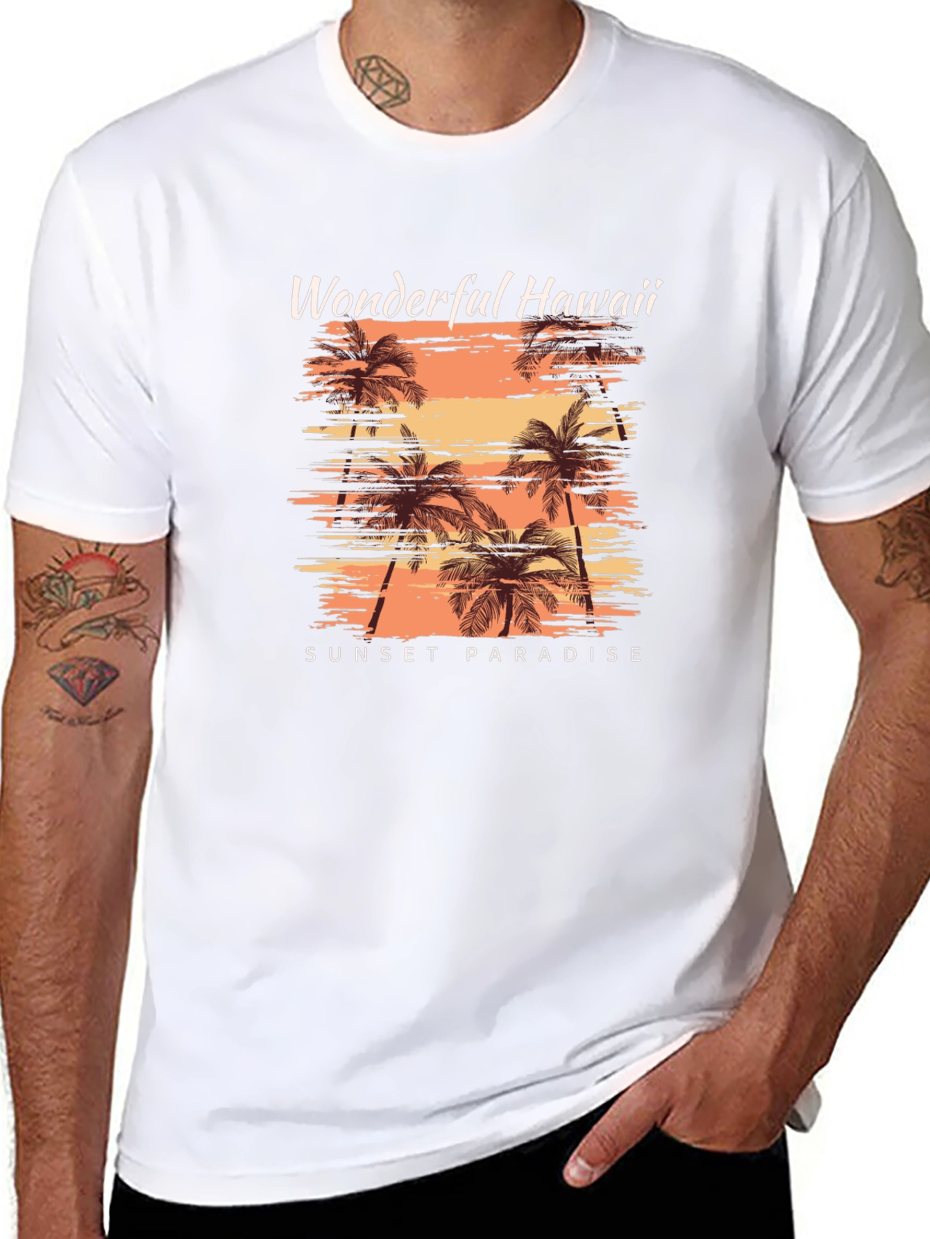 Wonderful Hawaii Sunset Paradise Black T-Shirt