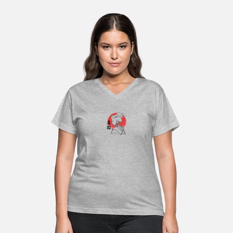 Elegant Geisha Silhouette with Red Sun