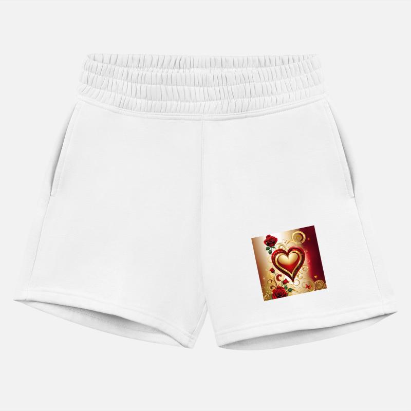 Elegant red and gold heart with blooming roses