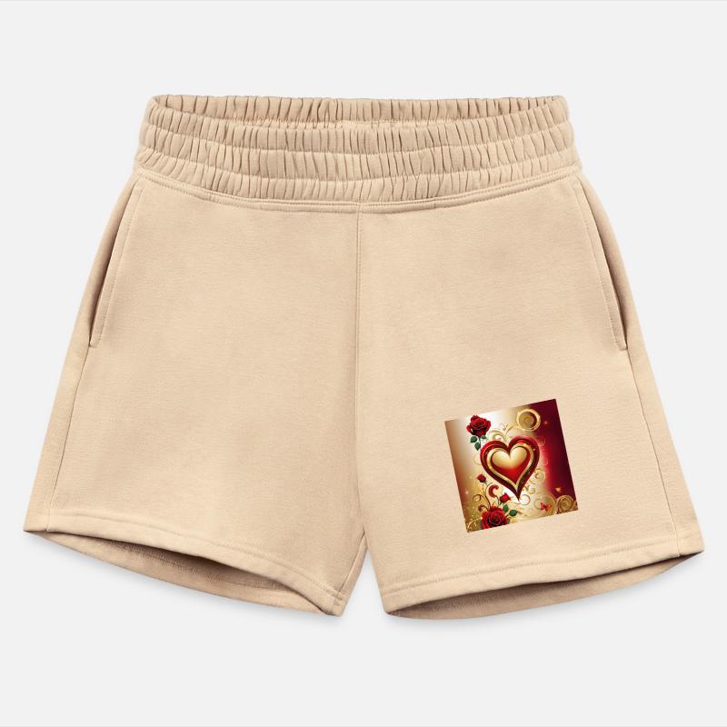 Elegant red and gold heart with blooming roses