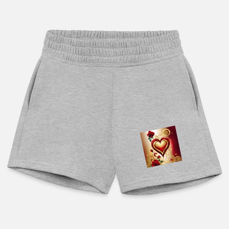 Elegant red and gold heart with blooming roses