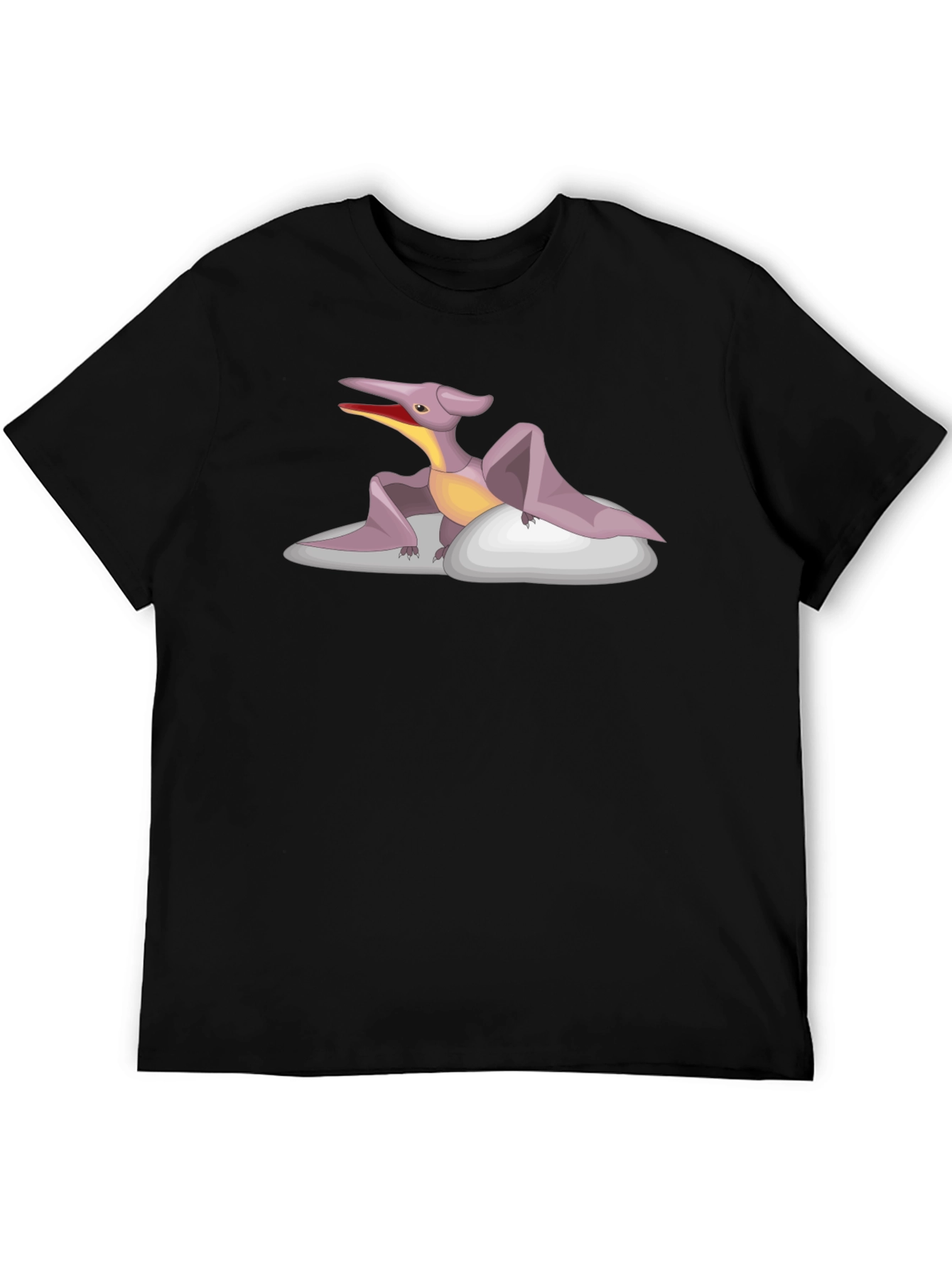 Pterodactyl Cartoon T-Shirt - Black