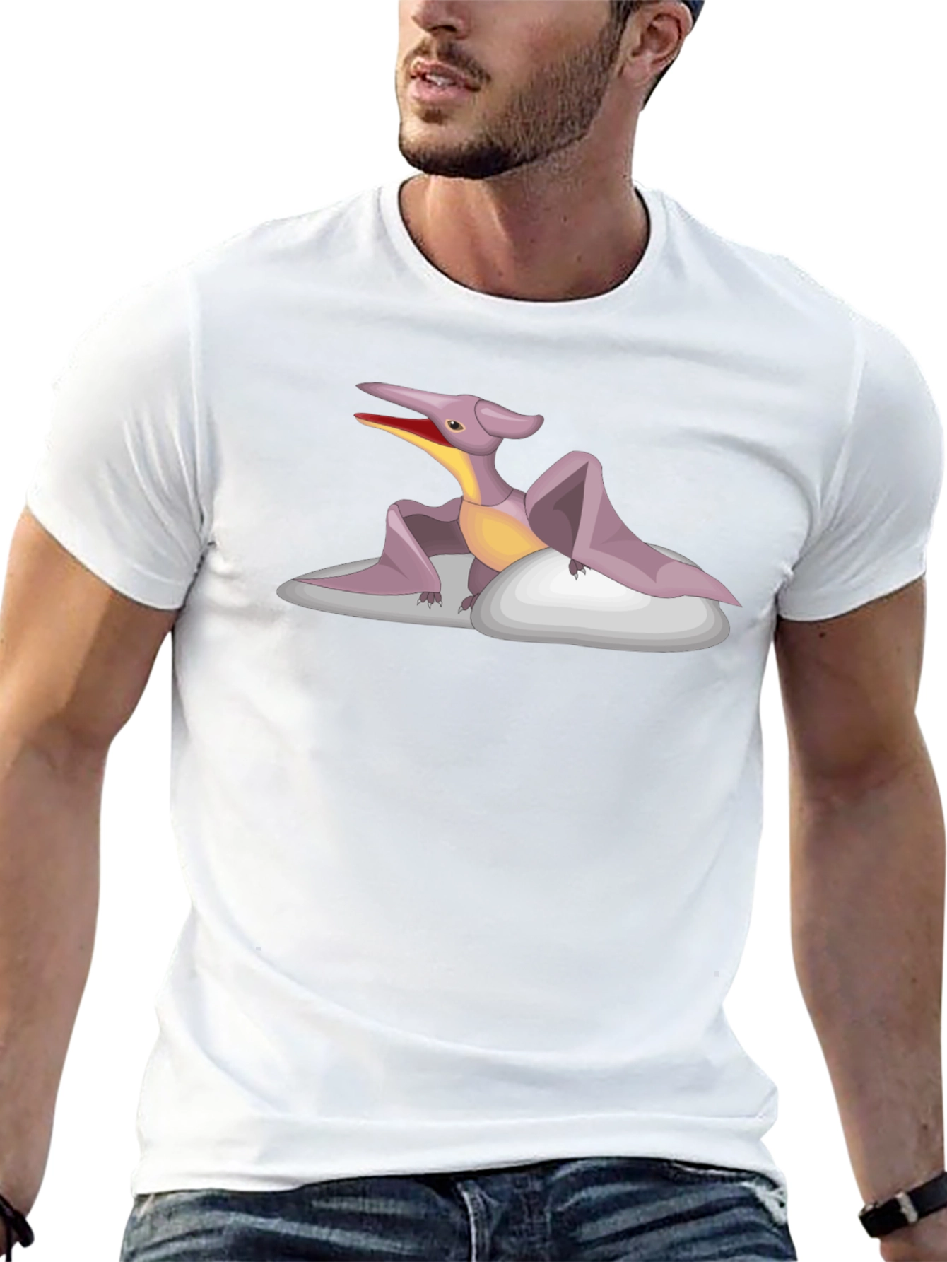 Pterodactyl Cartoon T-Shirt - Black