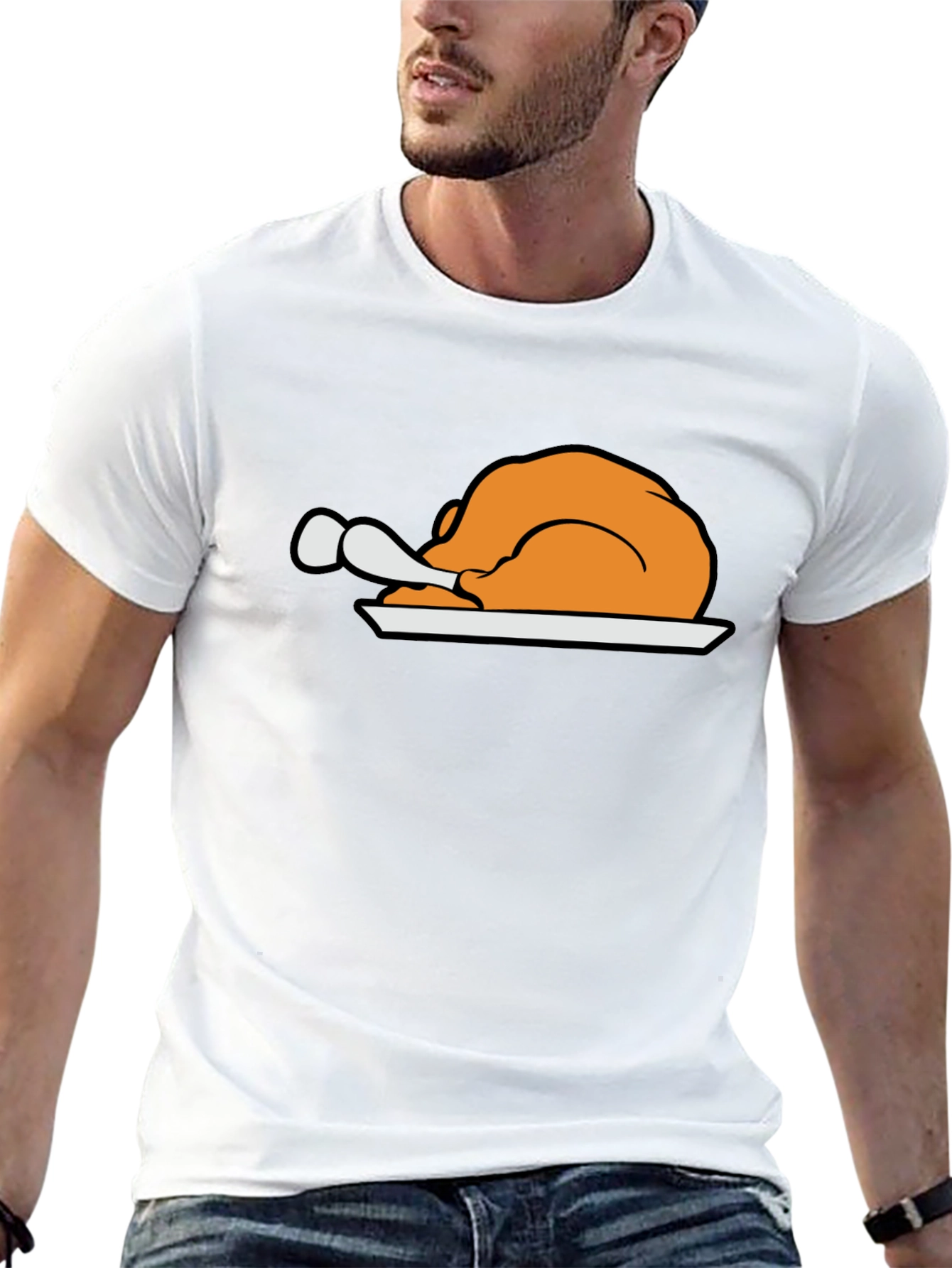 Thanksgiving Turkey Graphic Black T-Shirt