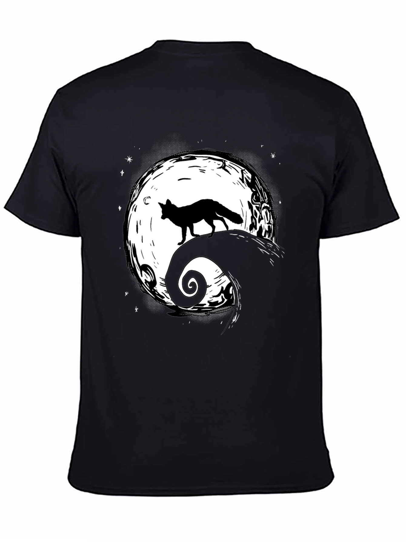 Fox Moon Graphic Tee - Unisex Black T-Shirt