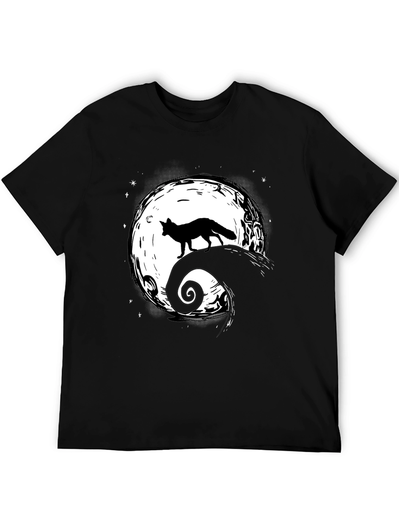 Fox Moon Graphic Tee - Unisex Black T-Shirt