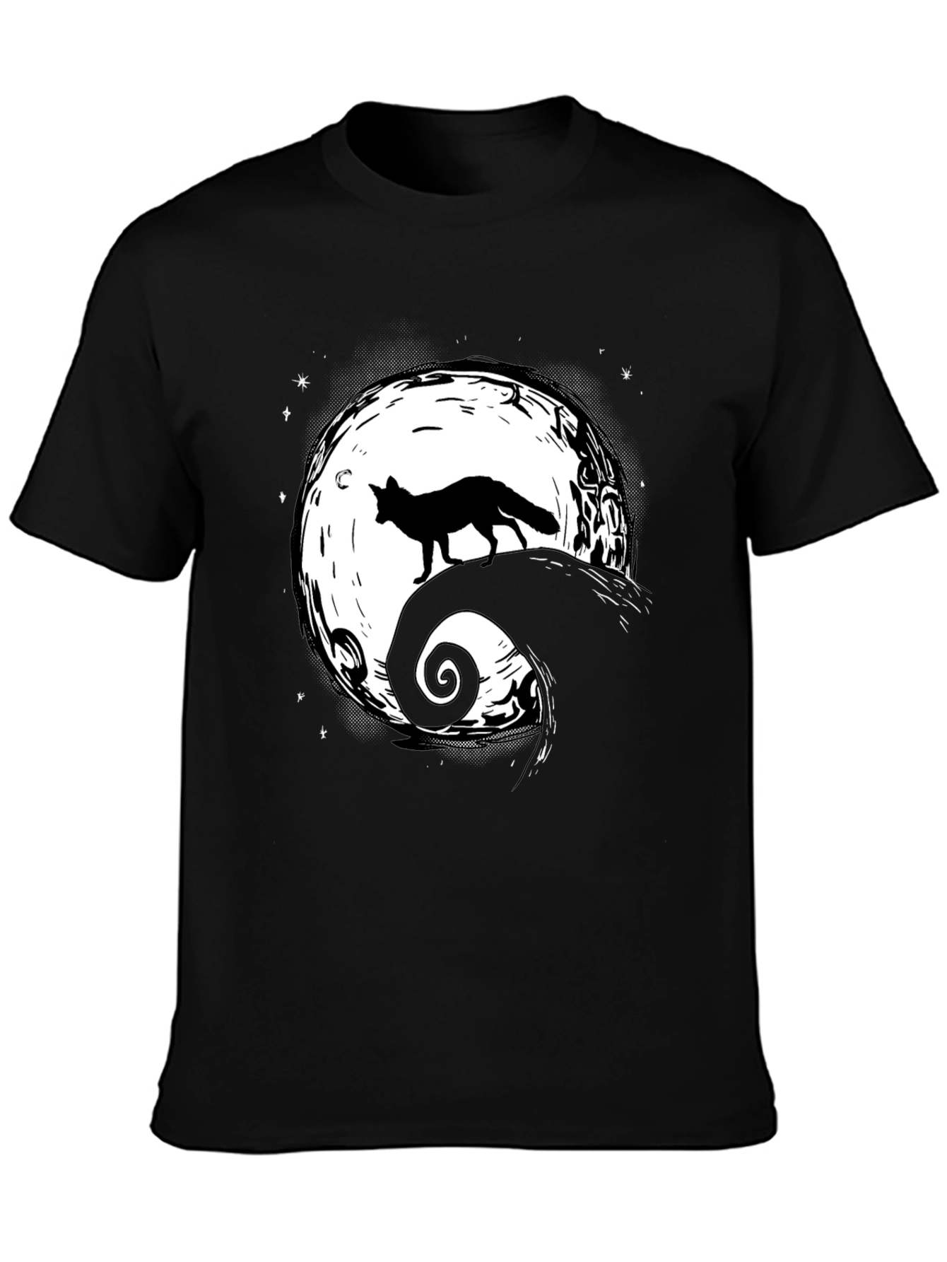 Fox Moon Graphic Tee - Unisex Black T-Shirt