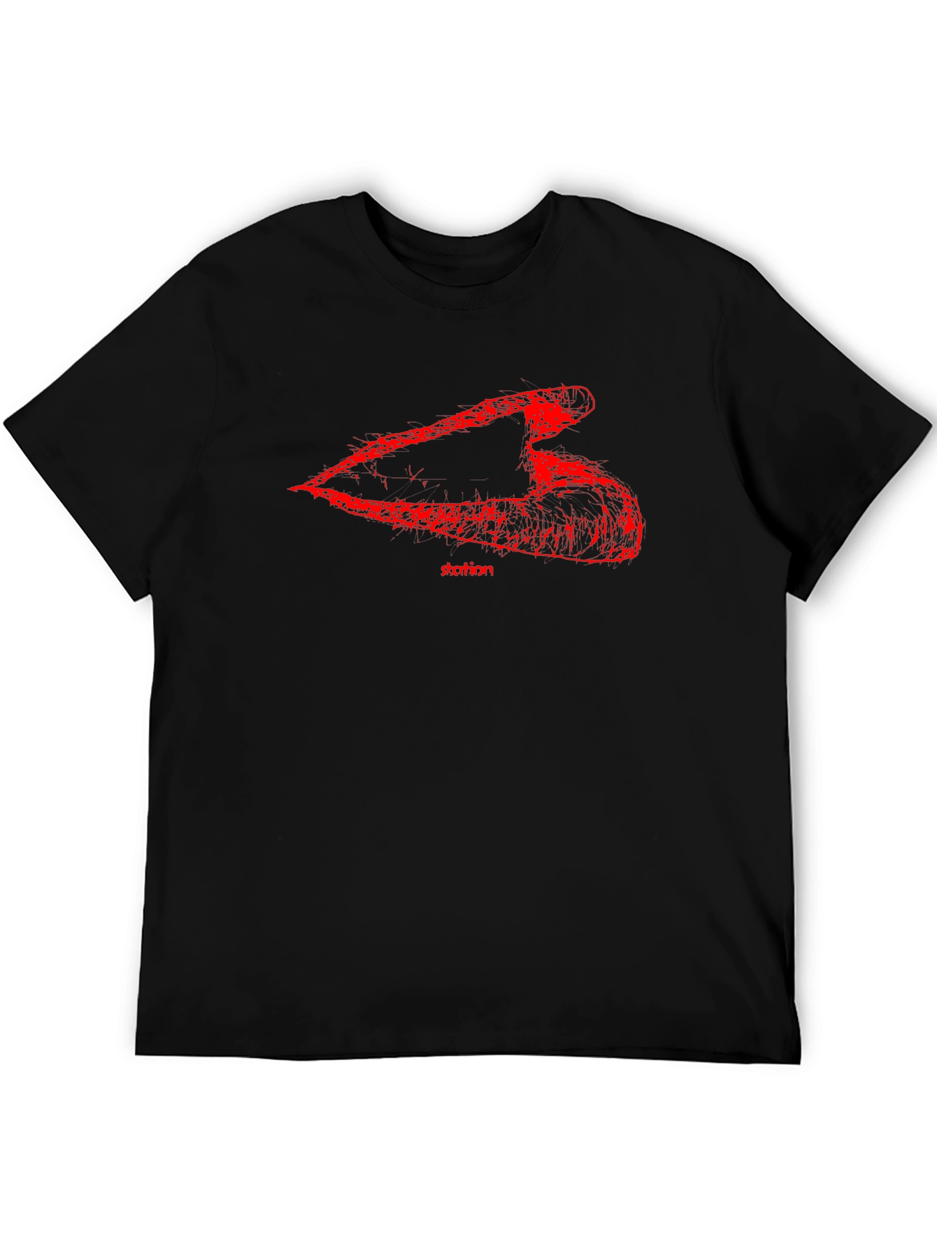Mens Black T-Shirt with Abstract Red Graphic
