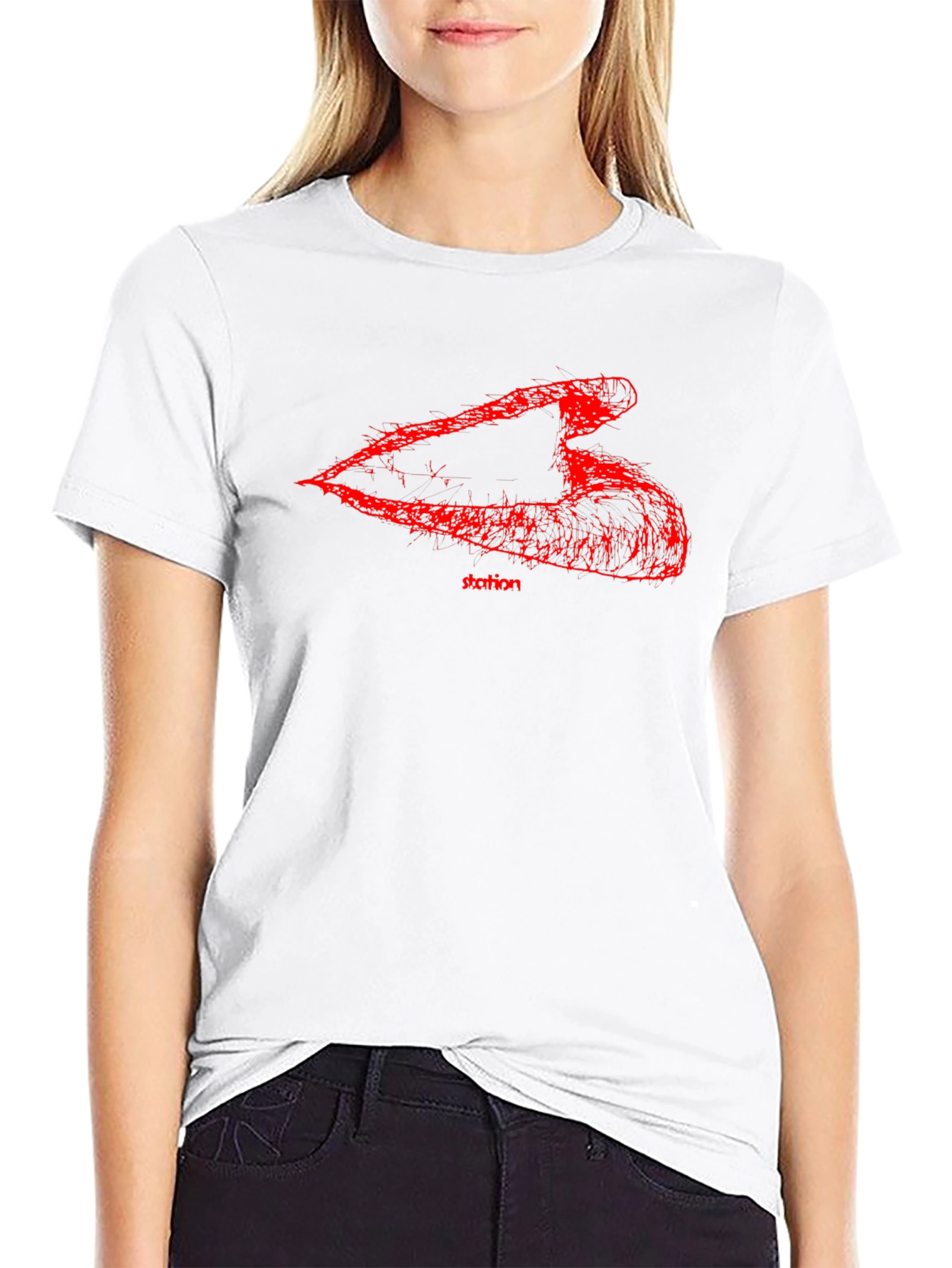Mens Black T-Shirt with Abstract Red Graphic