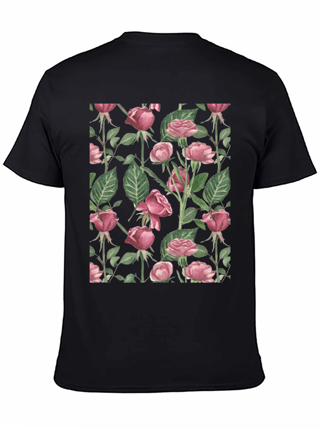 Floral Rose Print Crew Neck T-Shirt
