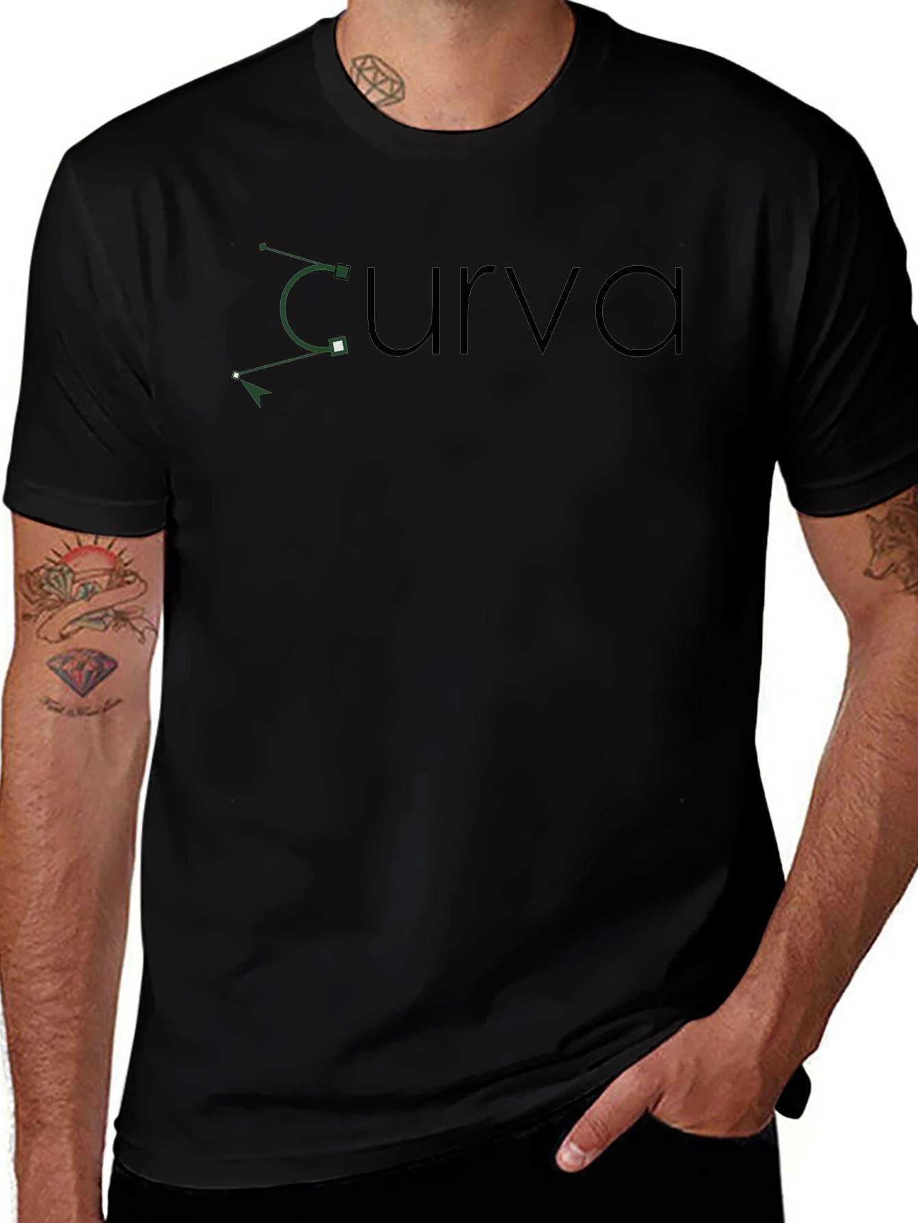 Curva Graphic Print Black Tee