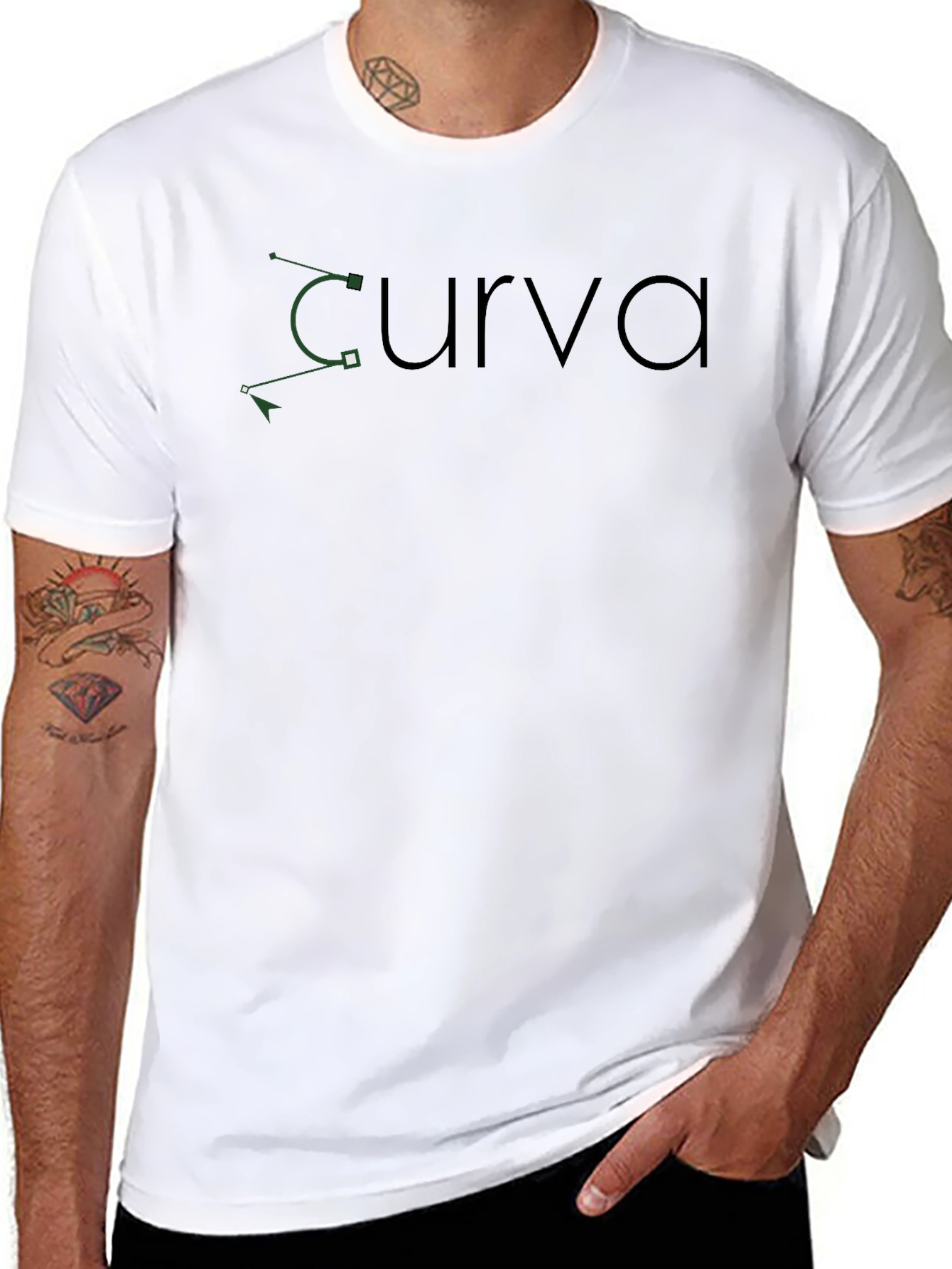 Curva Graphic Print Black Tee