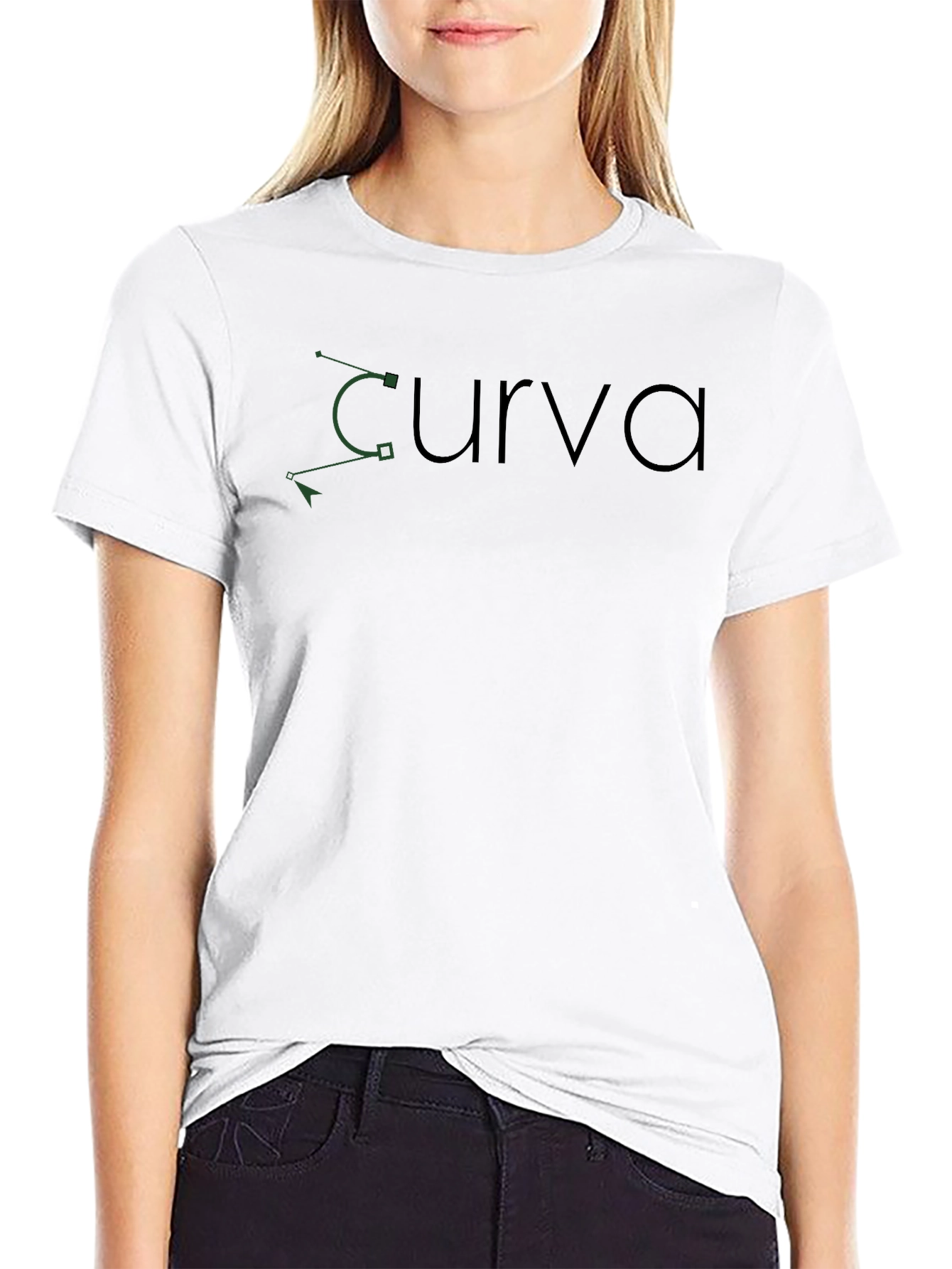 Curva Graphic Print Black Tee