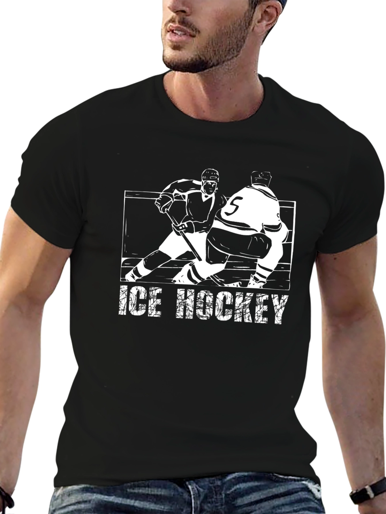 Ice Hockey Graphic Tee - Black