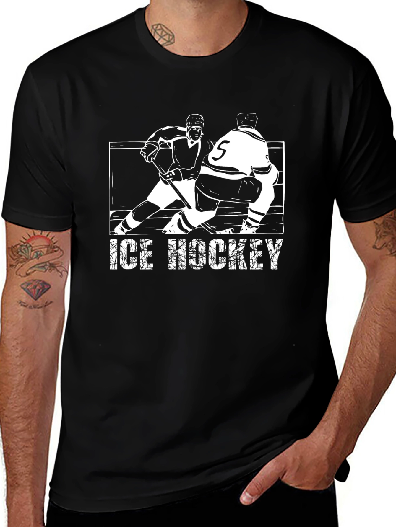 Ice Hockey Graphic Tee - Black
