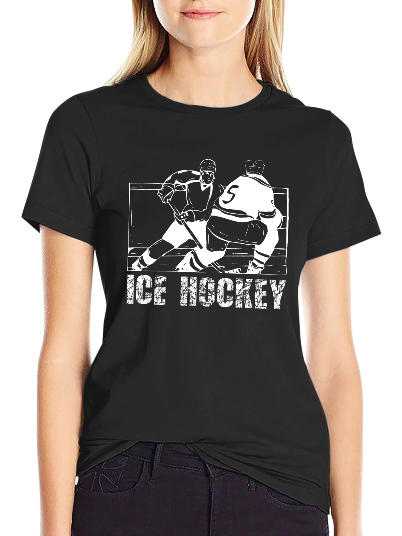 Ice Hockey Graphic Tee - Black