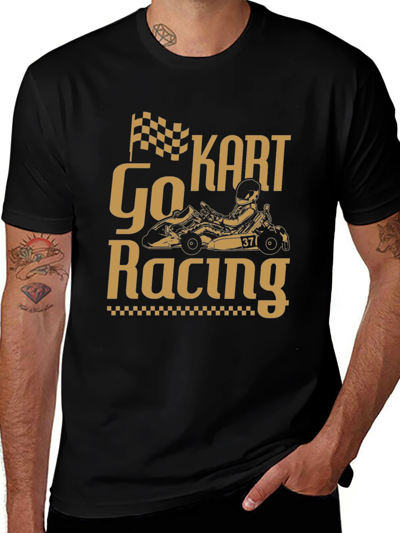 Go Kart Racing Graphic T-Shirt - Black Cotton Tee