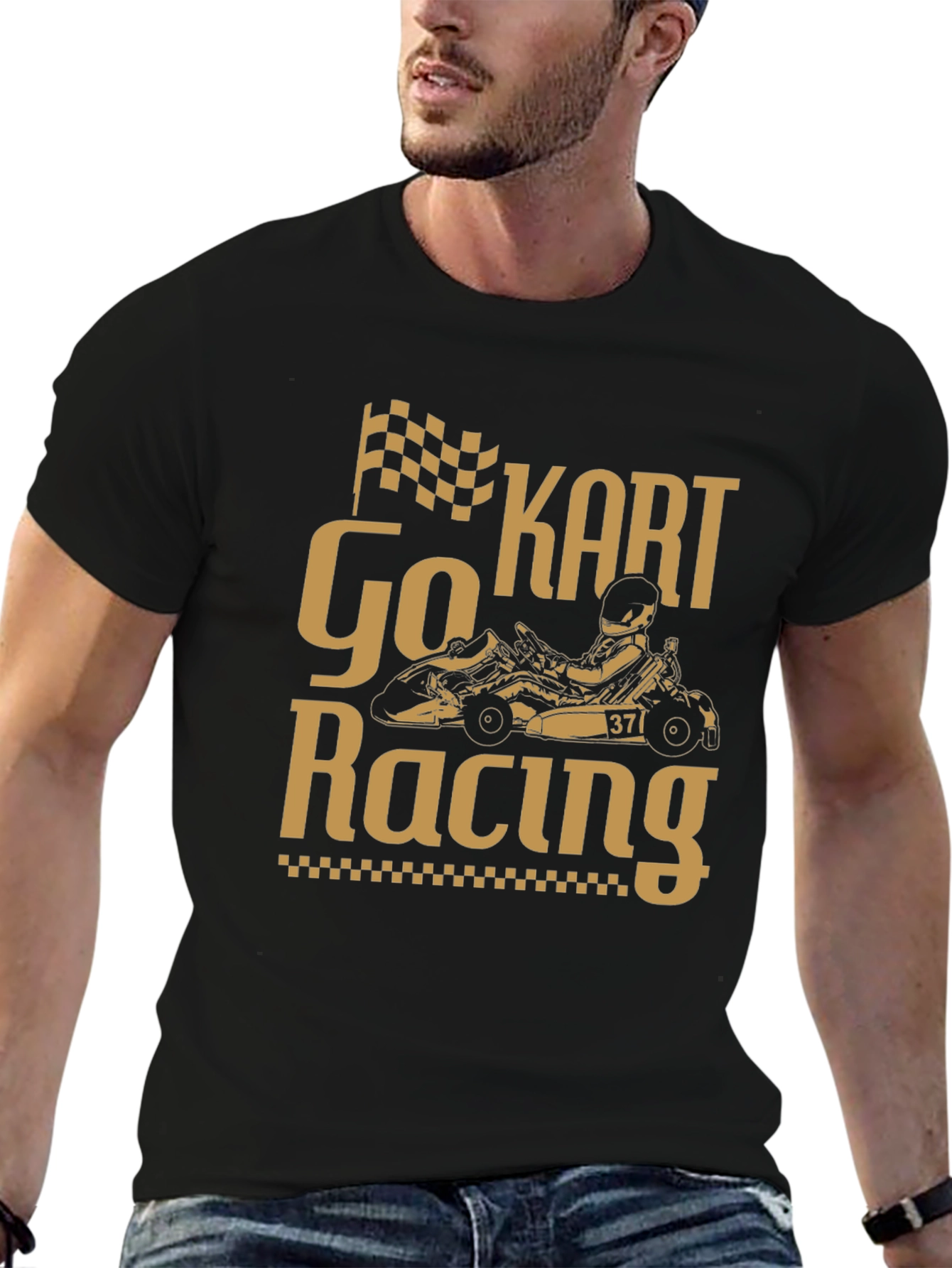 Go Kart Racing Graphic T-Shirt - Black Cotton Tee
