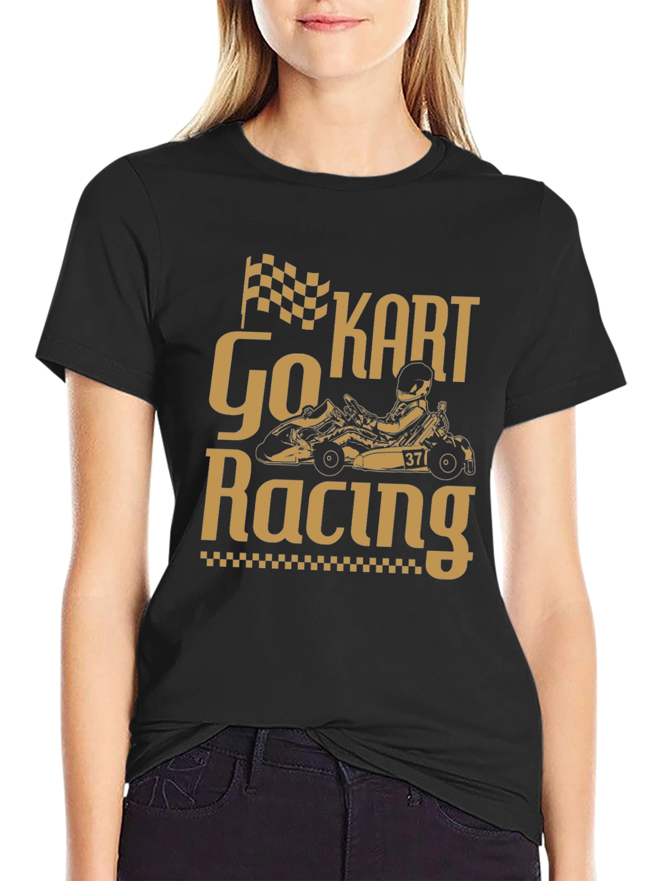 Go Kart Racing Graphic T-Shirt - Black Cotton Tee