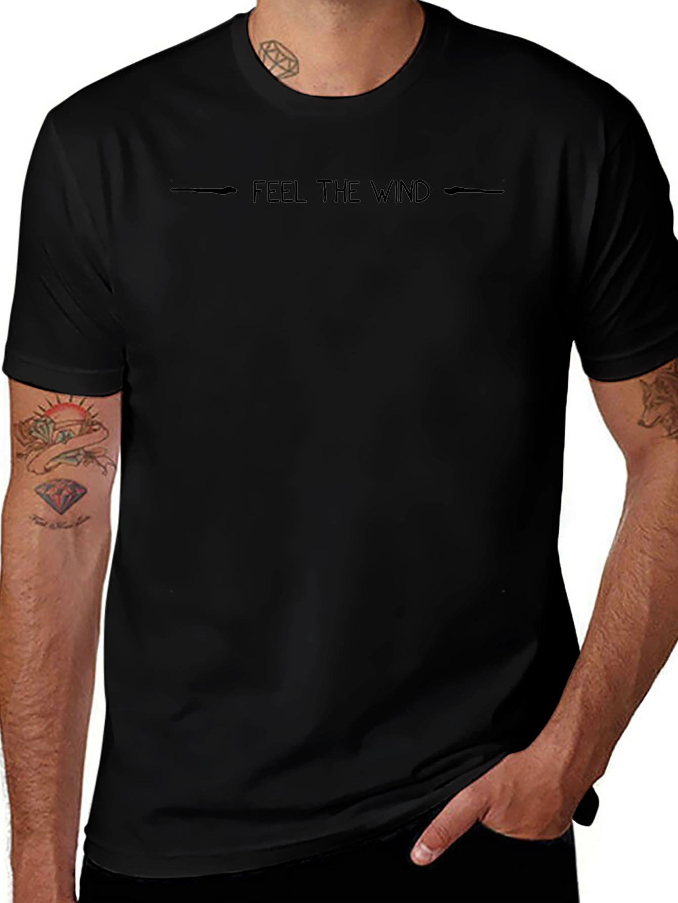 Feel the Wind Graphic Black T-Shirt