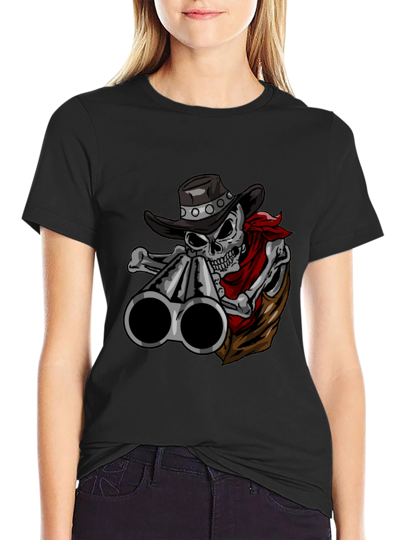 Cowboy Skull Graphic Tee - Wild West Style