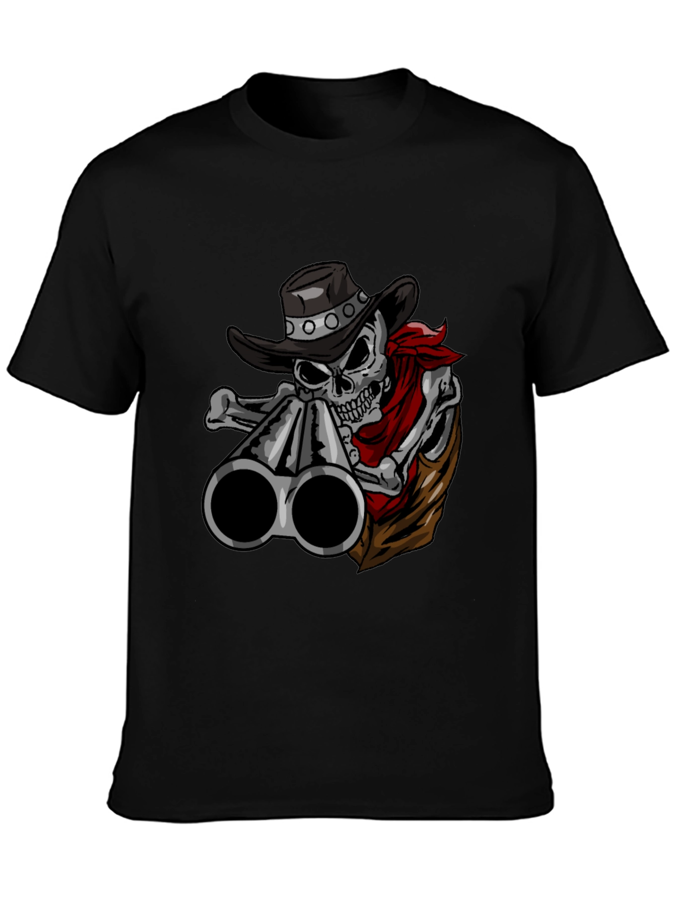 Cowboy Skull Graphic Tee - Wild West Style