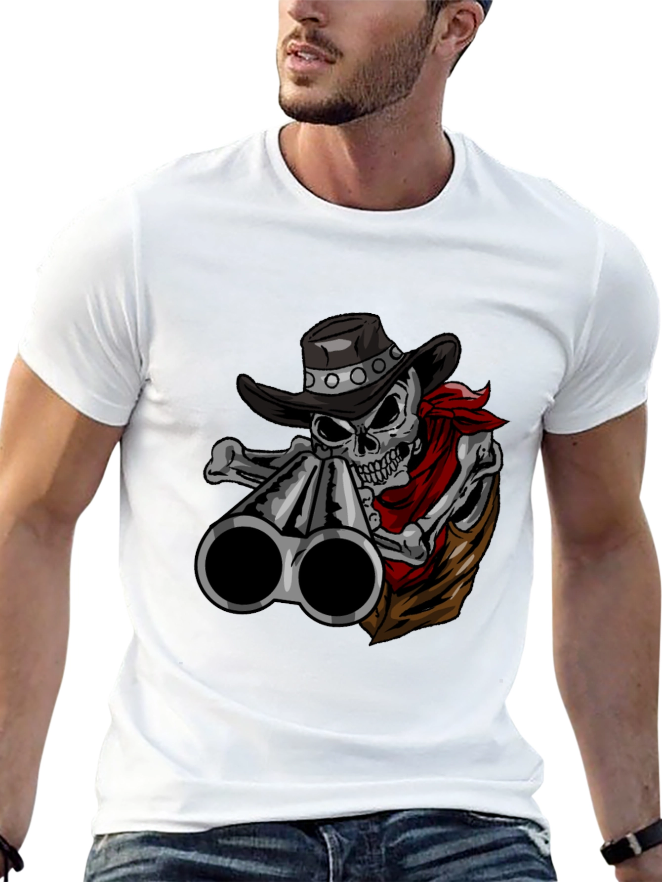 Cowboy Skull Graphic Tee - Wild West Style
