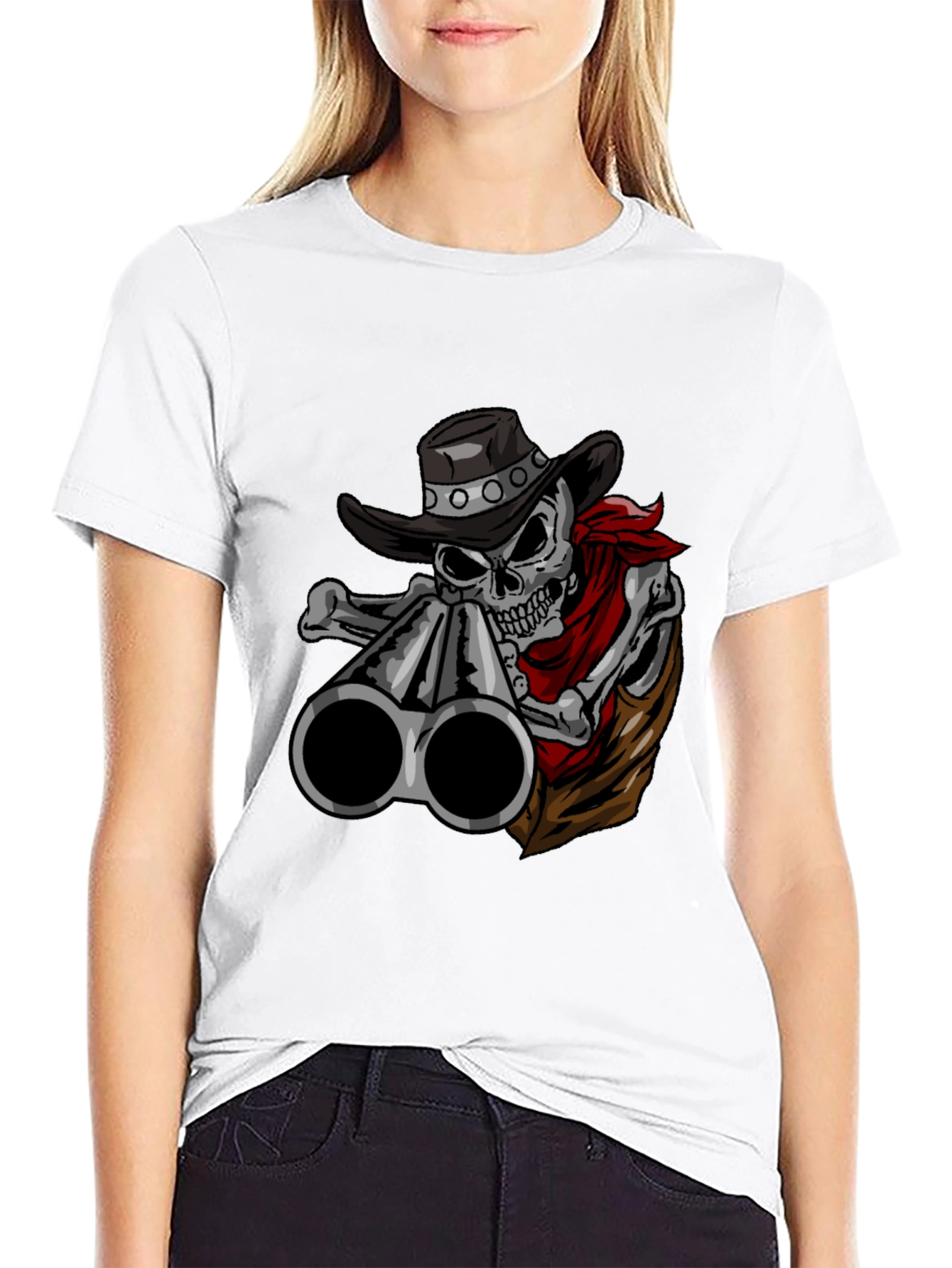 Cowboy Skull Graphic Tee - Wild West Style