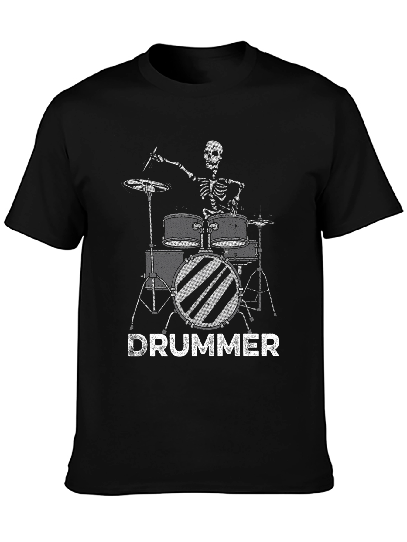 Skeleton Drummer Graphic Black T-Shirt