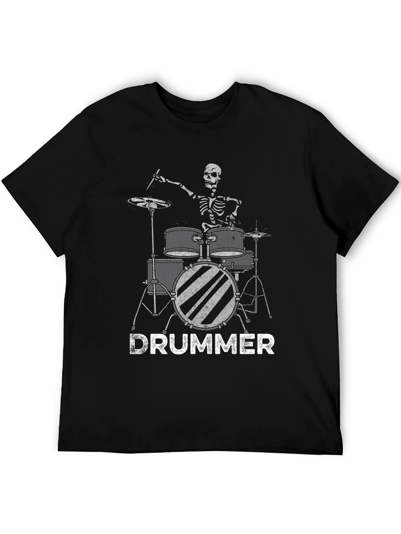 Skeleton Drummer Graphic Black T-Shirt