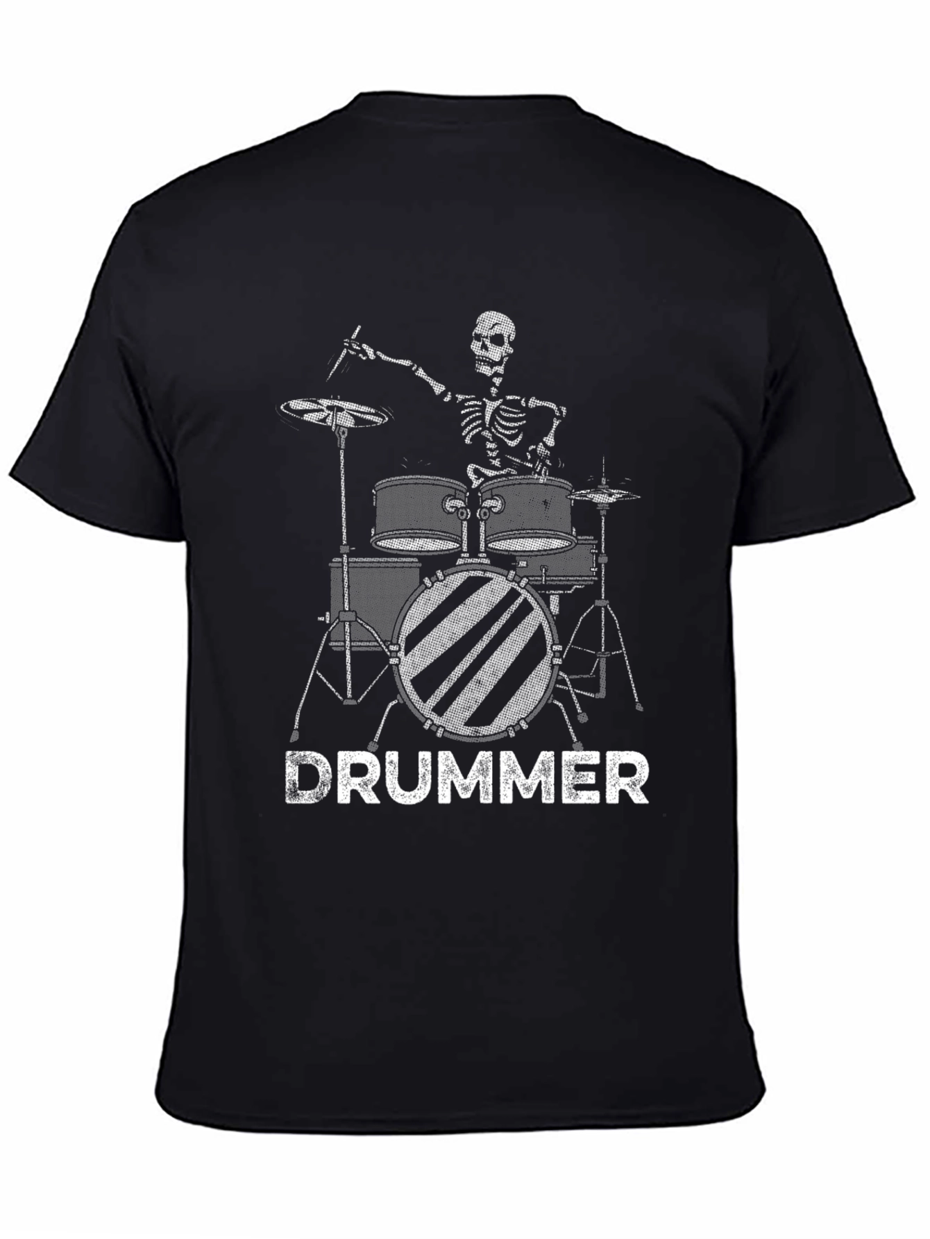 Skeleton Drummer Graphic Black T-Shirt