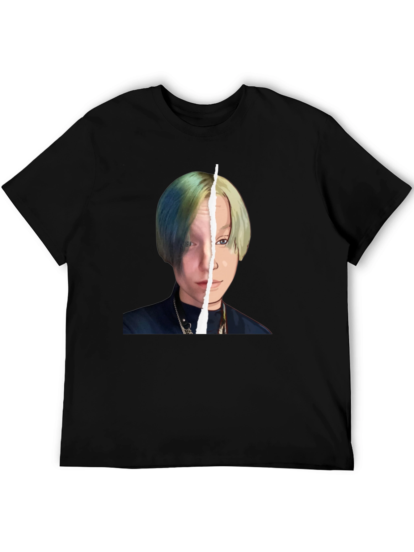 Unique Graphic Tee: Split Portrait Design