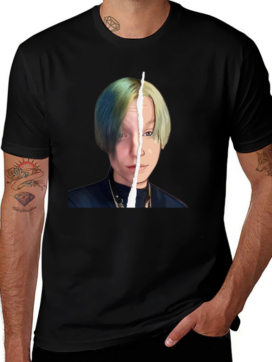 Unique Graphic Tee: Split Portrait Design