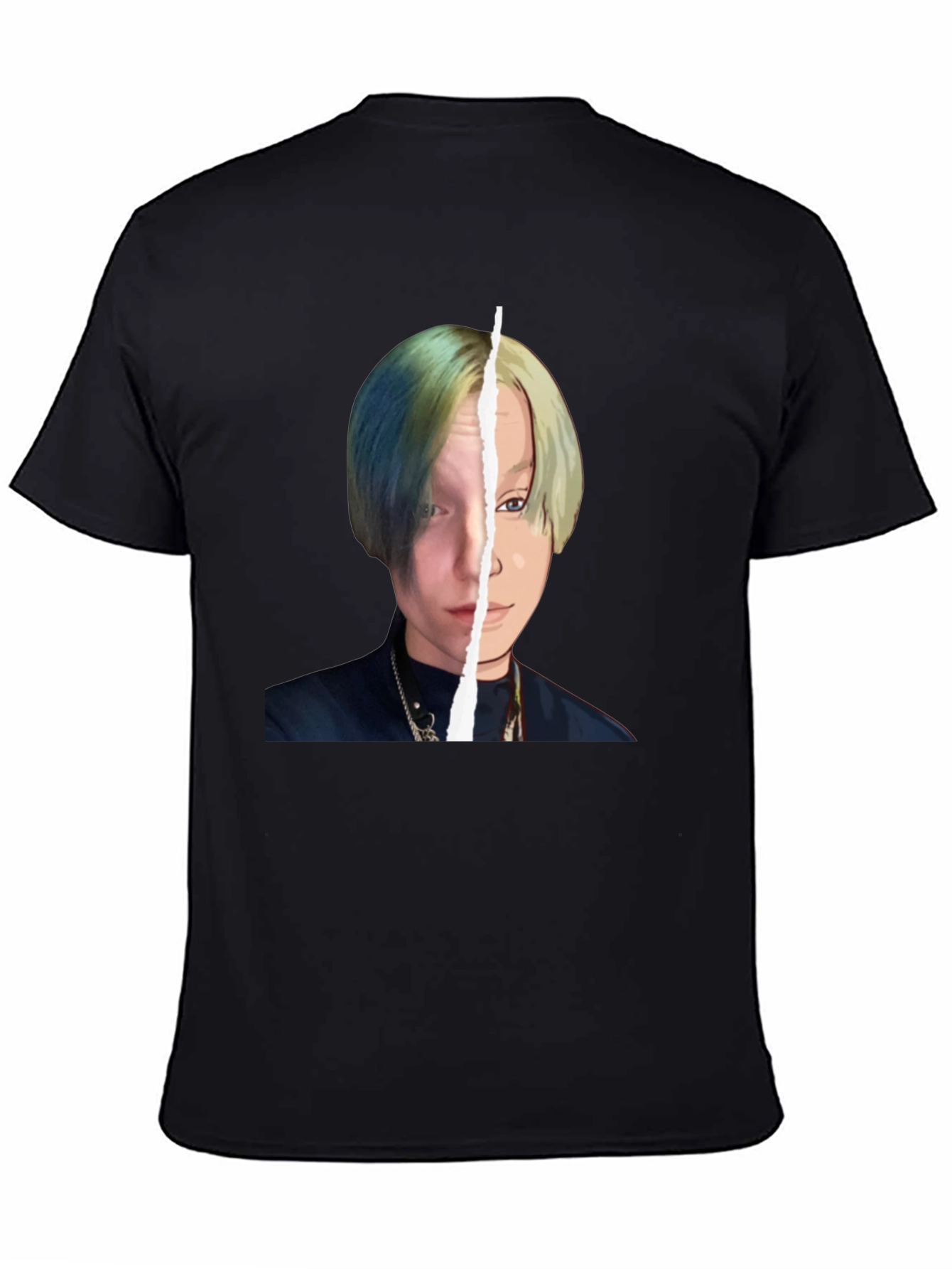 Unique Graphic Tee: Split Portrait Design