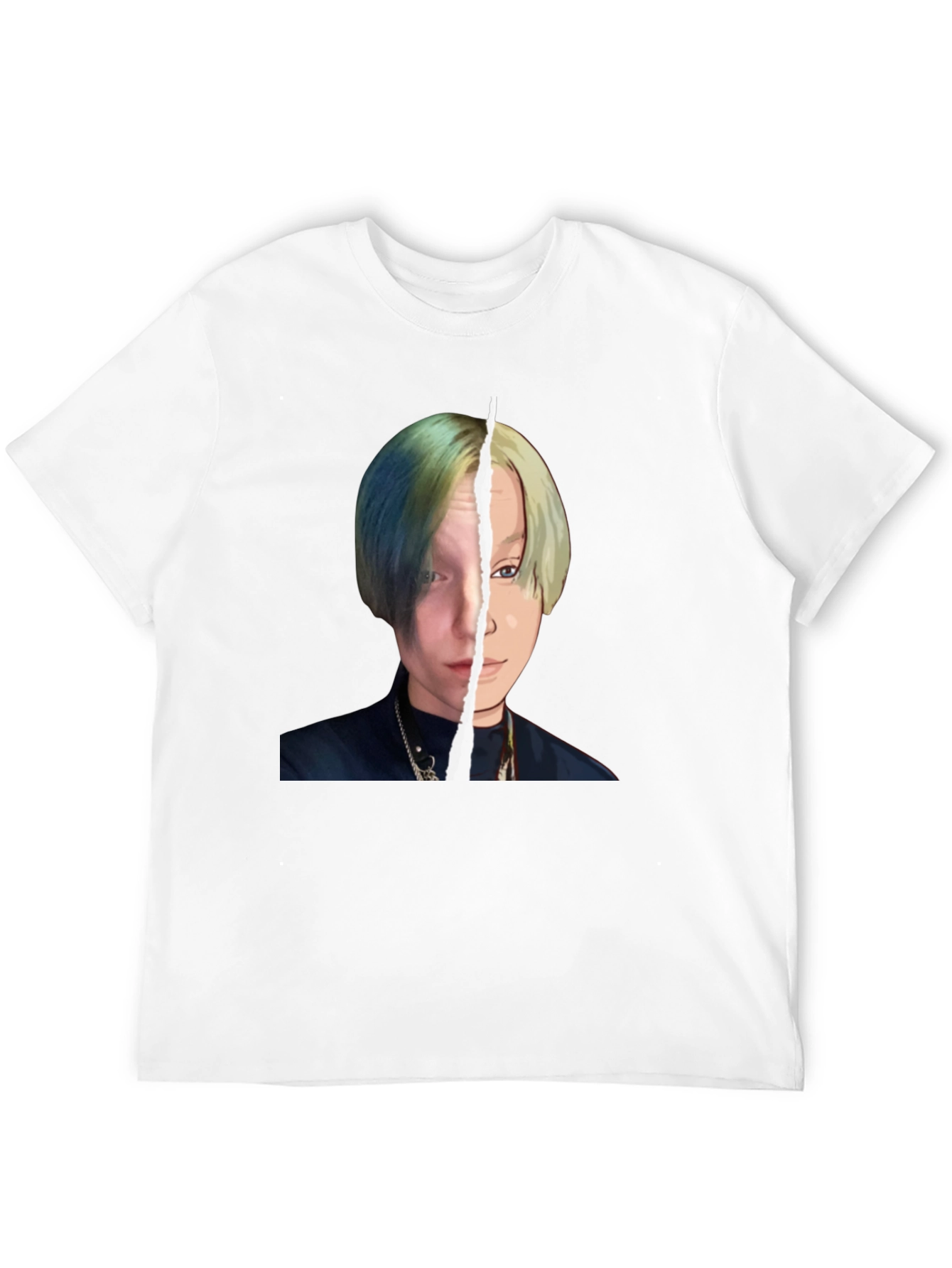 Unique Graphic Tee: Split Portrait Design