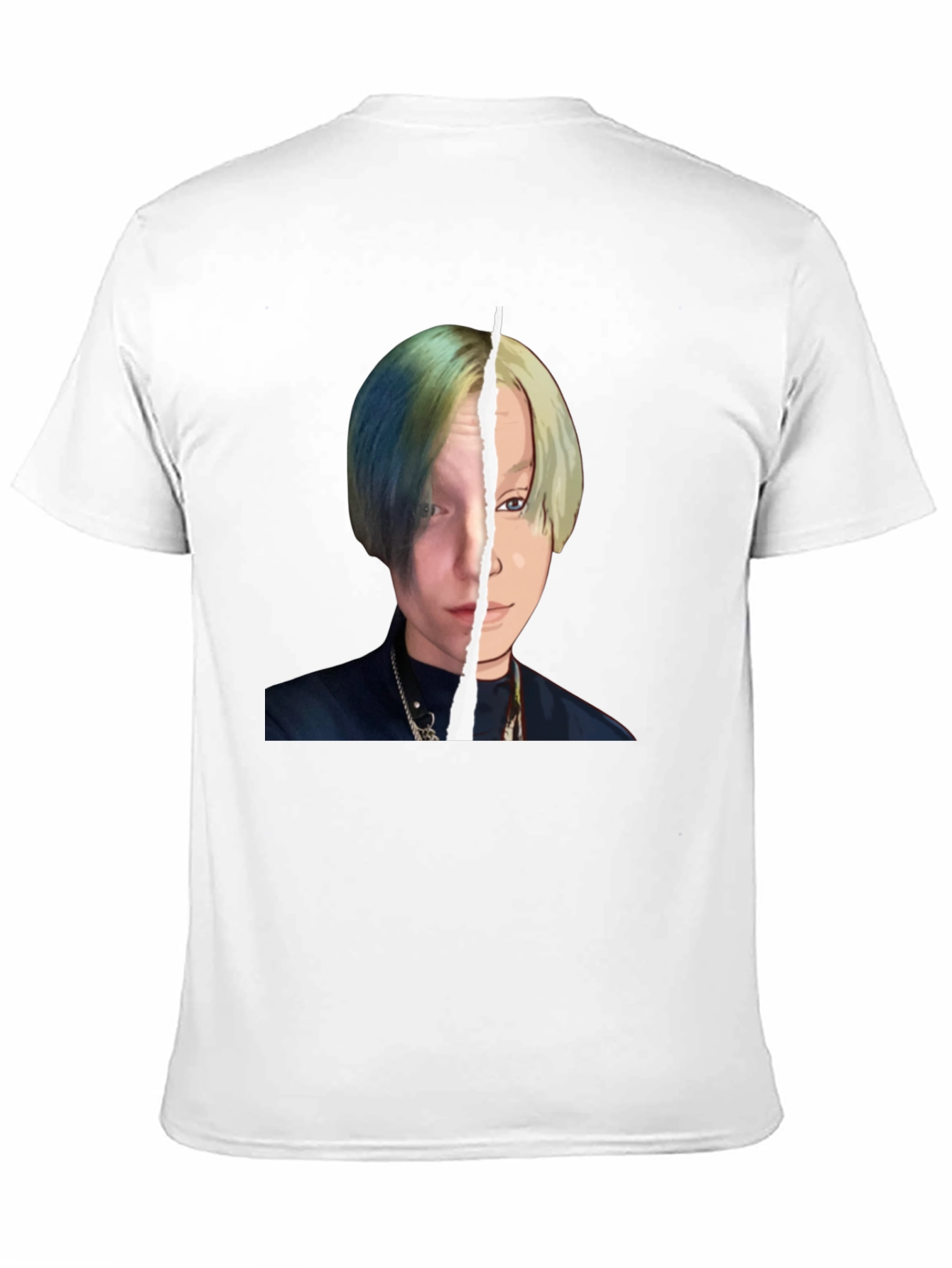 Unique Graphic Tee: Split Portrait Design