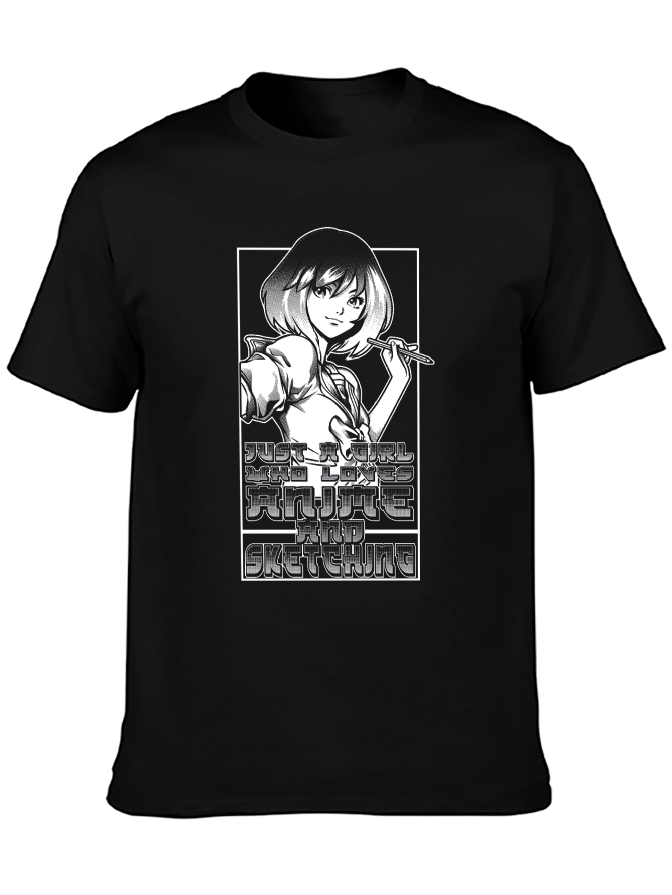 Anime Girl Sketching T-Shirt - Unisex