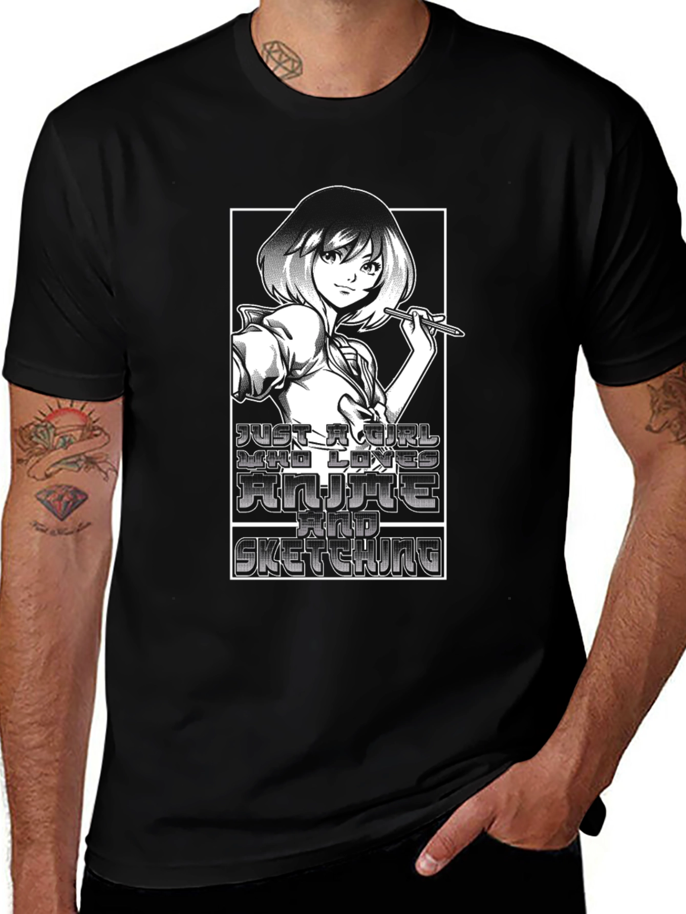 Anime Girl Sketching T-Shirt - Unisex