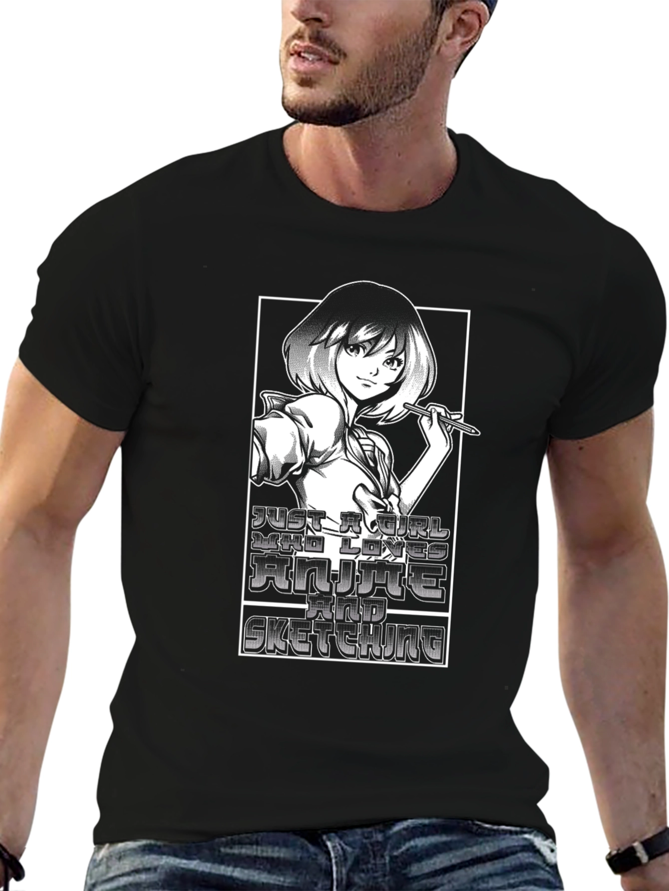 Anime Girl Sketching T-Shirt - Unisex