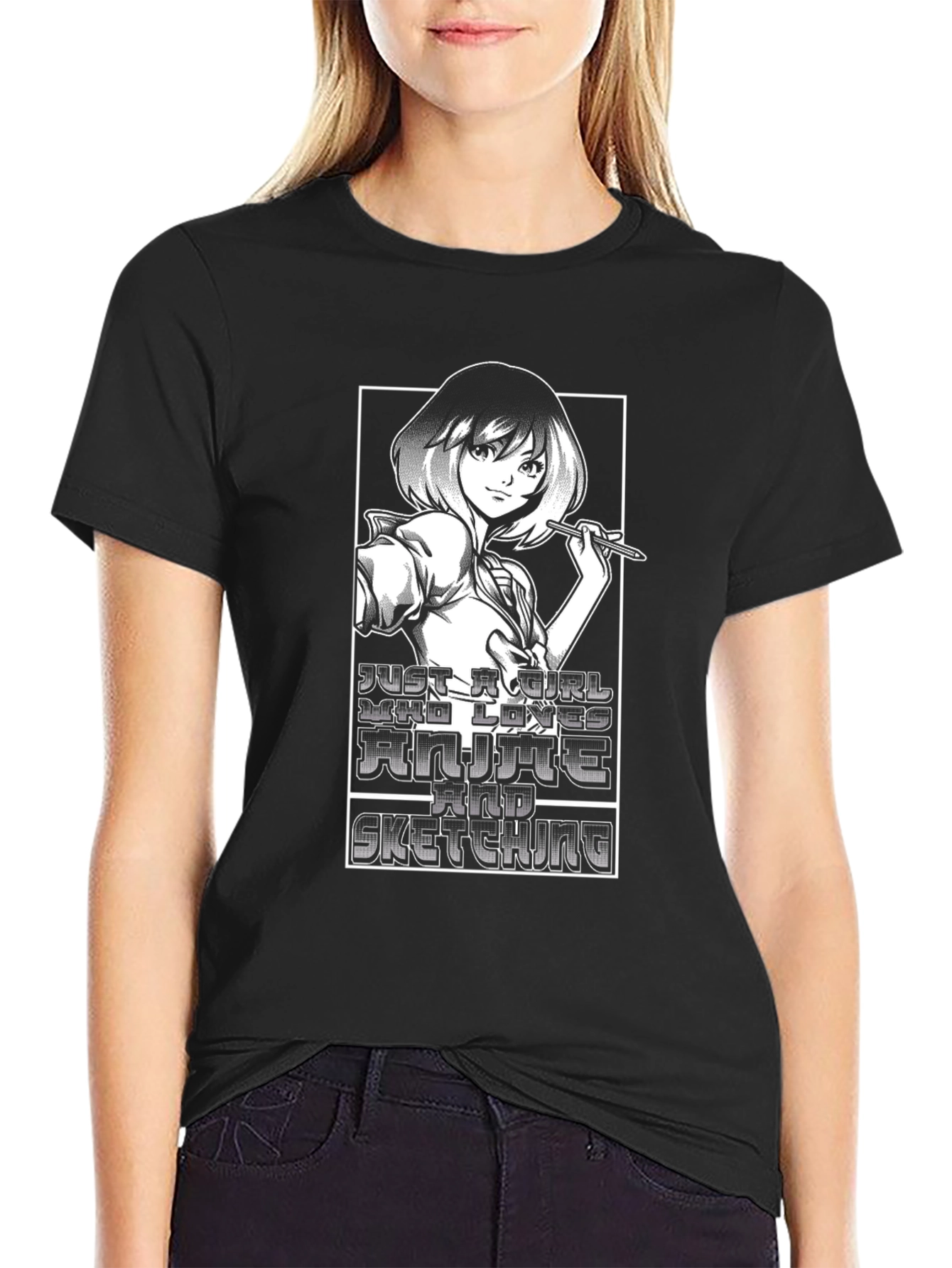 Anime Girl Sketching T-Shirt - Unisex