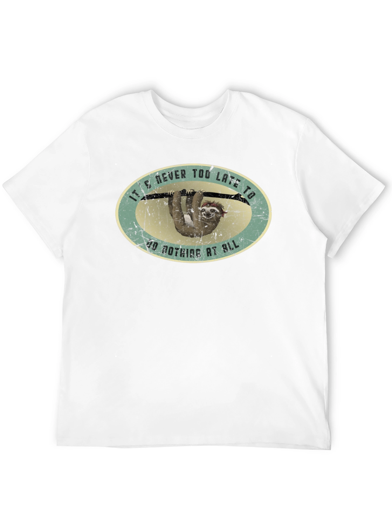 Funny Sloth T-Shirt - Never Too Late to Relax