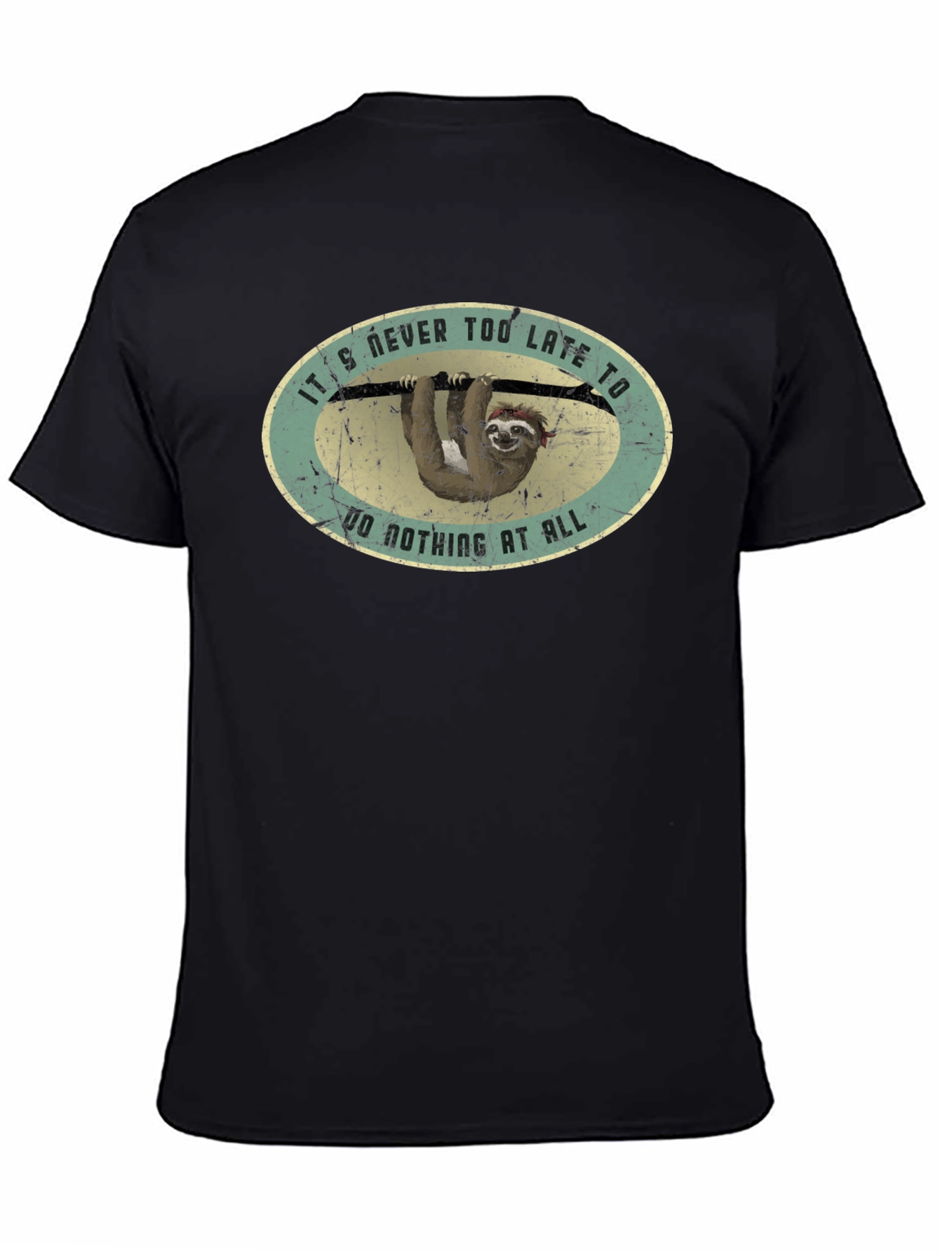 Funny Sloth T-Shirt - Never Too Late to Relax