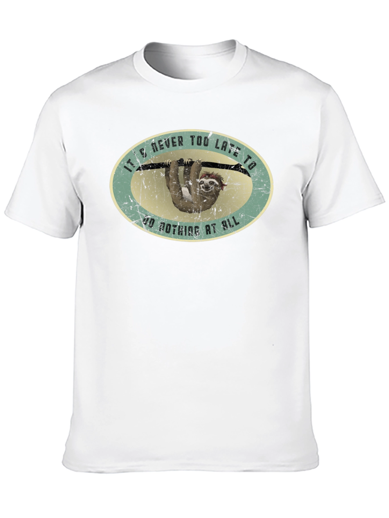 Funny Sloth T-Shirt - Never Too Late to Relax