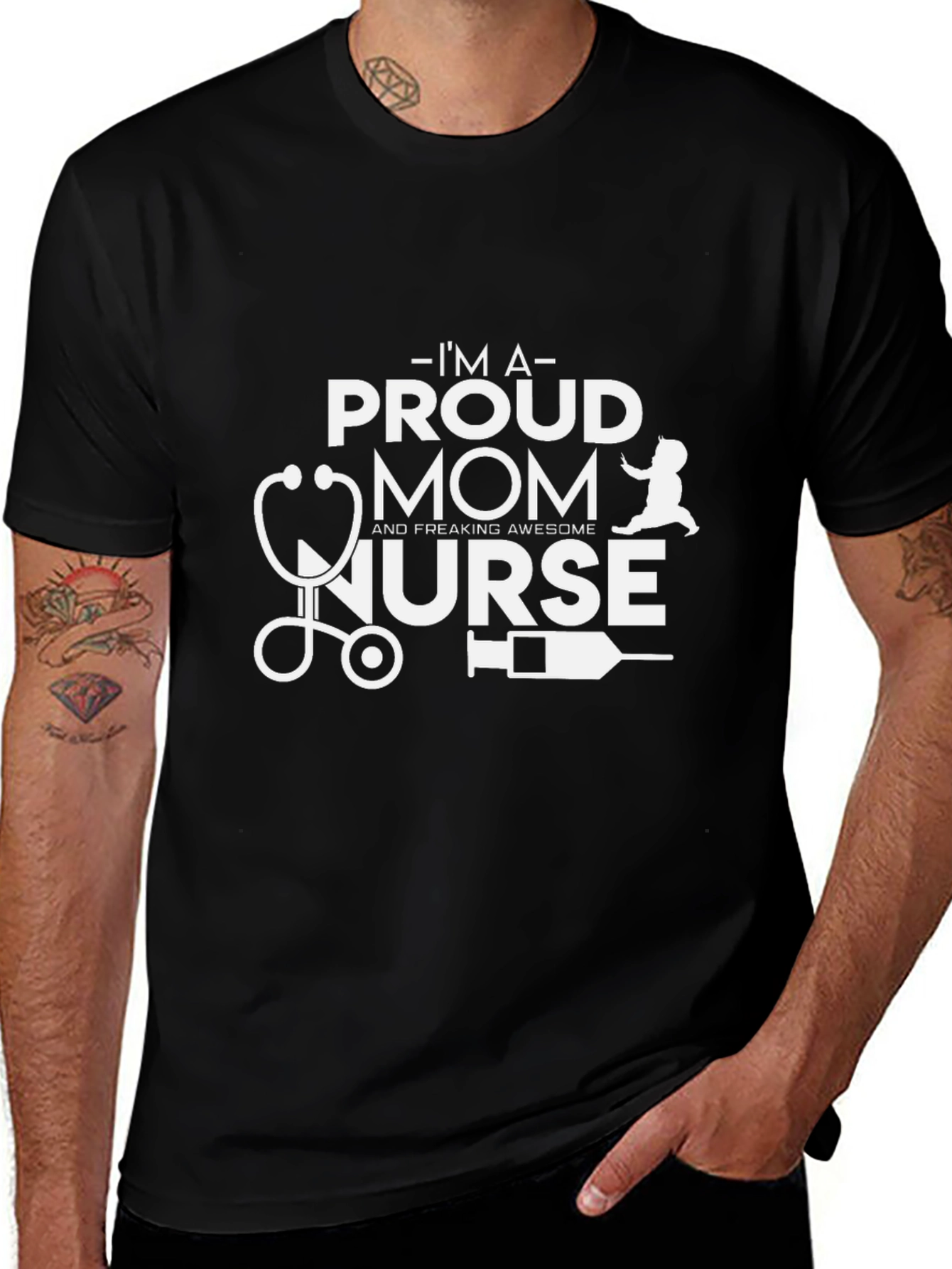 Proud Mom Nurse Graphic T-Shirt