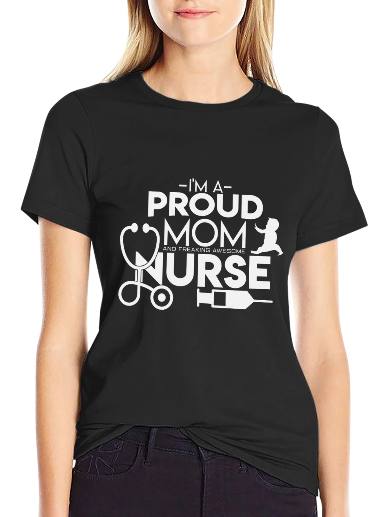 Proud Mom Nurse Graphic T-Shirt
