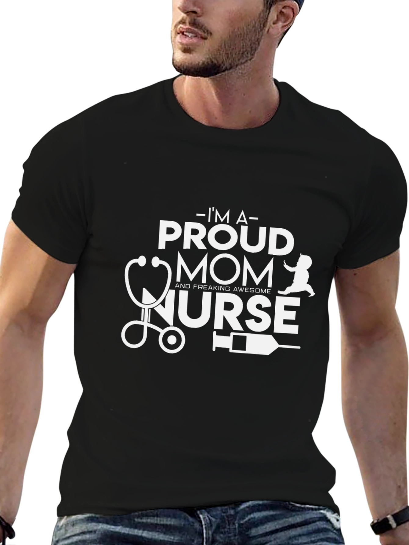 Proud Mom Nurse Graphic T-Shirt