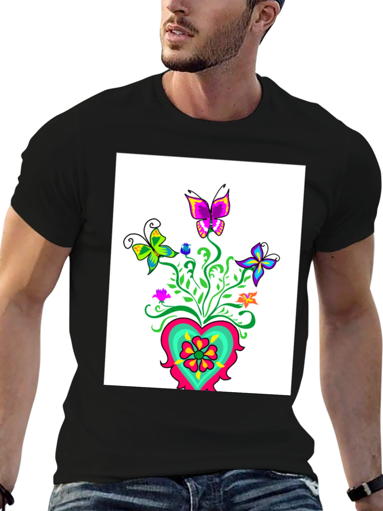 Butterfly Heart Graphic Tee - Stylish Casual Wear