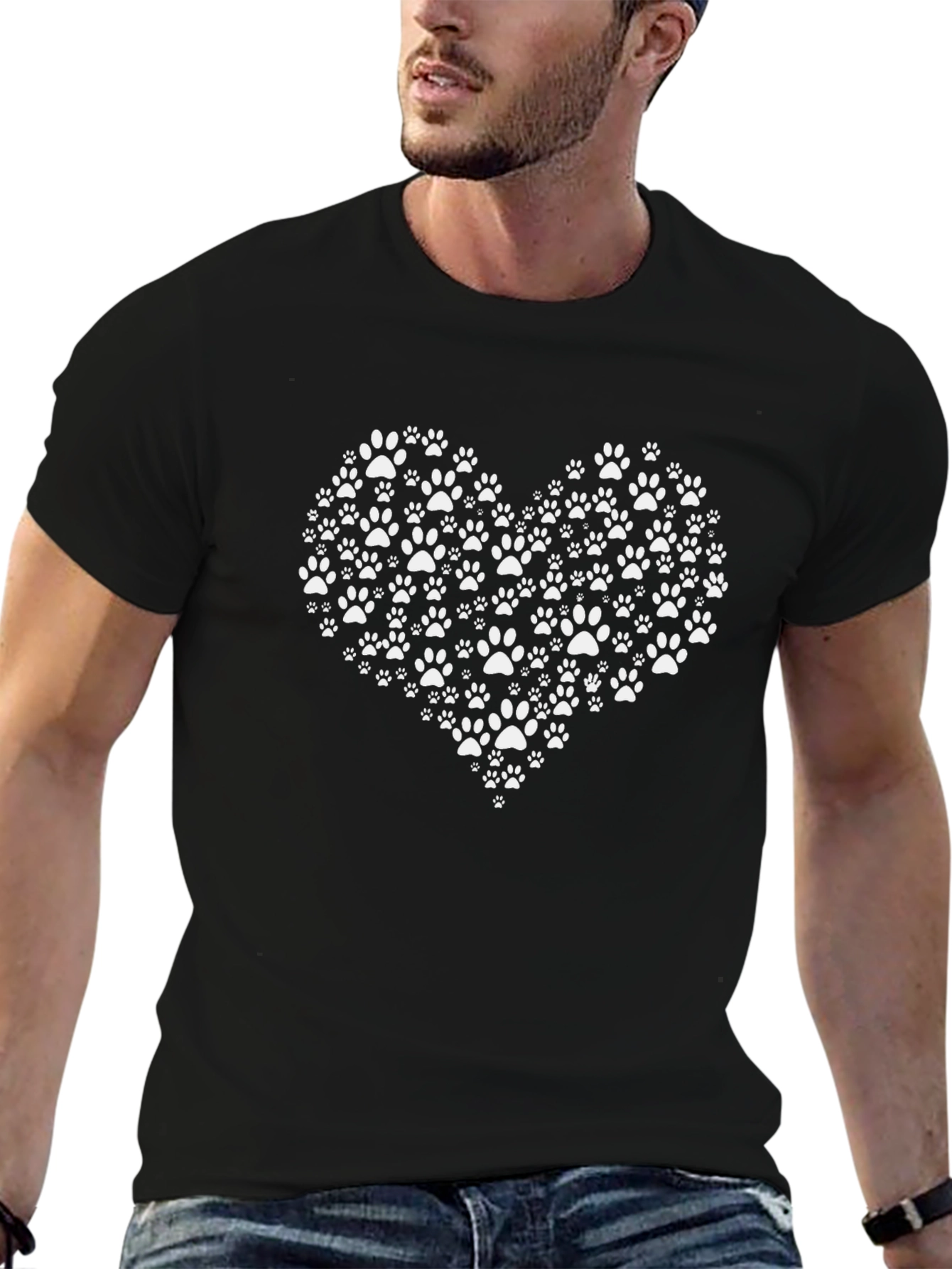 Paw Print Heart Graphic Tee - Love My Dog